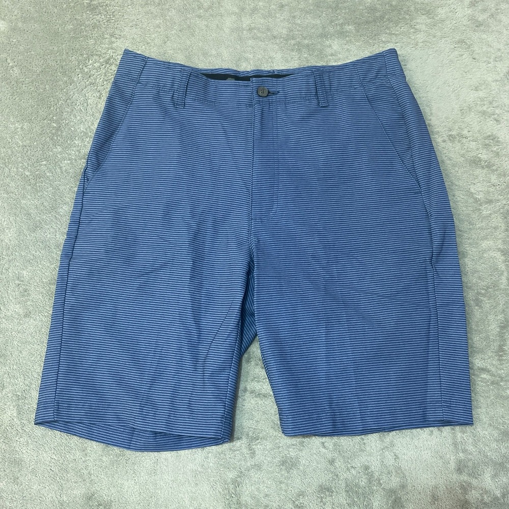Pebble Beach Golf Shorts Men's 32 Blue Polyester Spandex Striped Performance